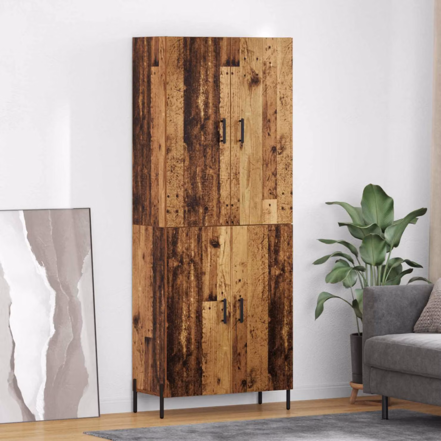 Credenza vidaXL in legno effetto vecchio marrone con ante a battente, L: 69,5 cm, P: 34 cm, H: 180 cm