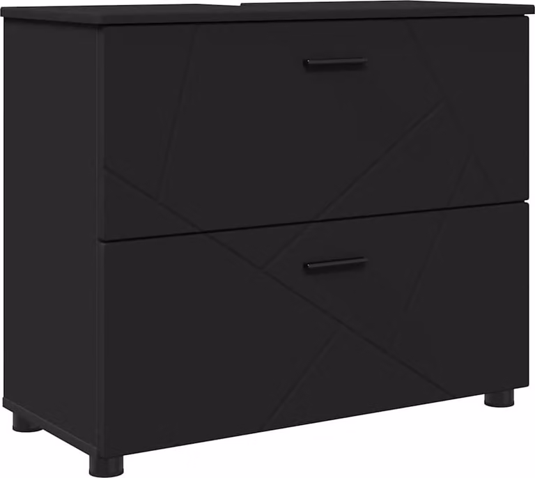 SYFAX™ Mobile da Bagno con cassetto con porta Nero 76,5 x 35 x 64 cm