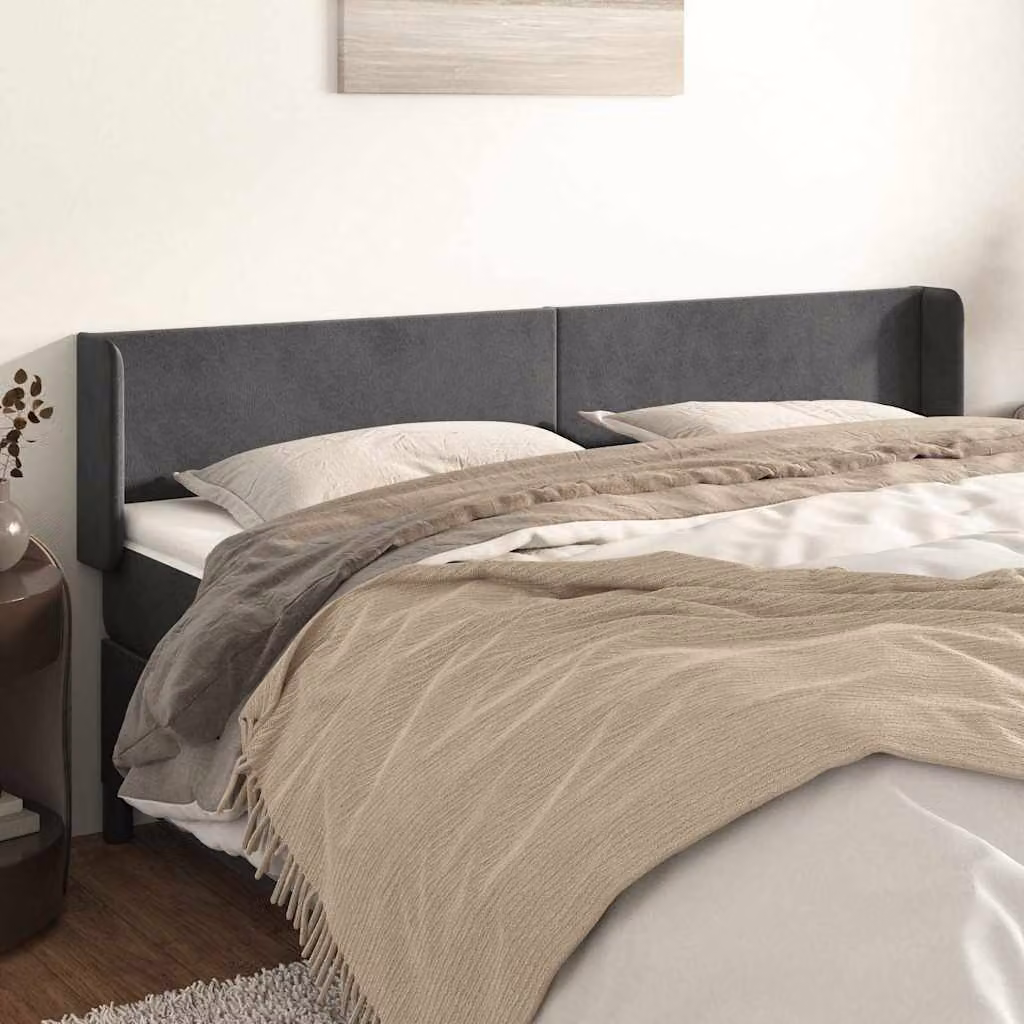 Testiera ad orecchio vidaXL in velluto grigio scuro L: 203 cm, P: 16 cm, H: 78-88 cm