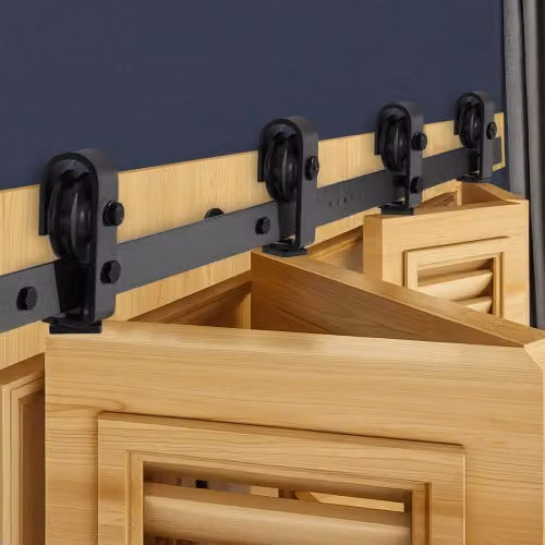 Kit di binari per porte scorrevoli pieghevoli VEVOR in acciaio nero, binario di montaggio superiore Lunghezza: 132 cm, per 4 porte di armadio, dispensa o lavanderia