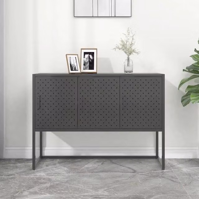 Credenza geometrica vidaXL in metallo color antracite opaco L 105 x P 35 x H 75 cm