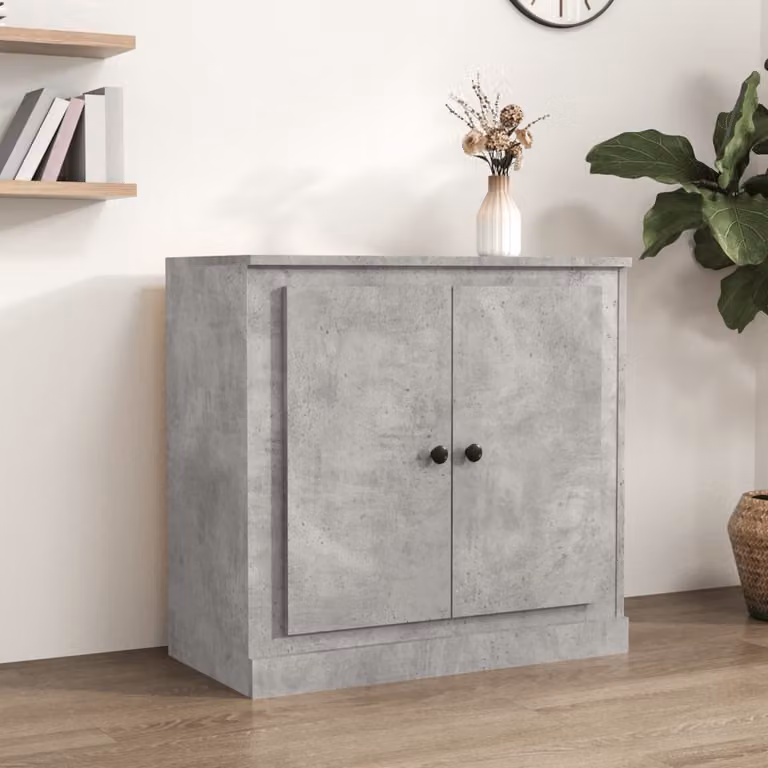 Credenza vidaXL in legno multistrato e MDF, Grigio, L: 70 cm, P: 35,5 cm, H: 67,5 cm