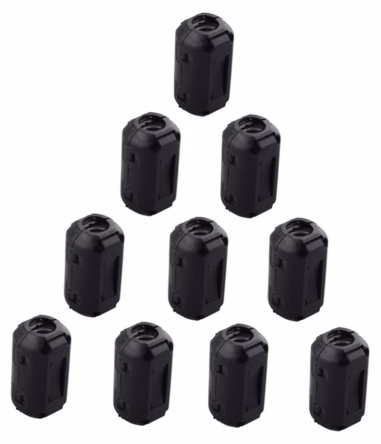 10 nuclei ferromagnetici ad anello, clip, 9 mm, neri, filtro anti-rumore