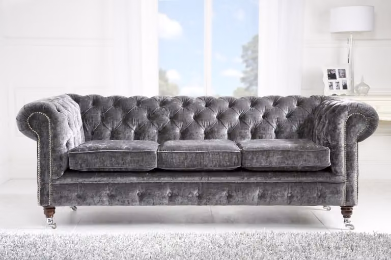 Luxus Samt Chesterfield Sofa Couch Polster Sitz Couchen Sofas 3Sitzer Textil
