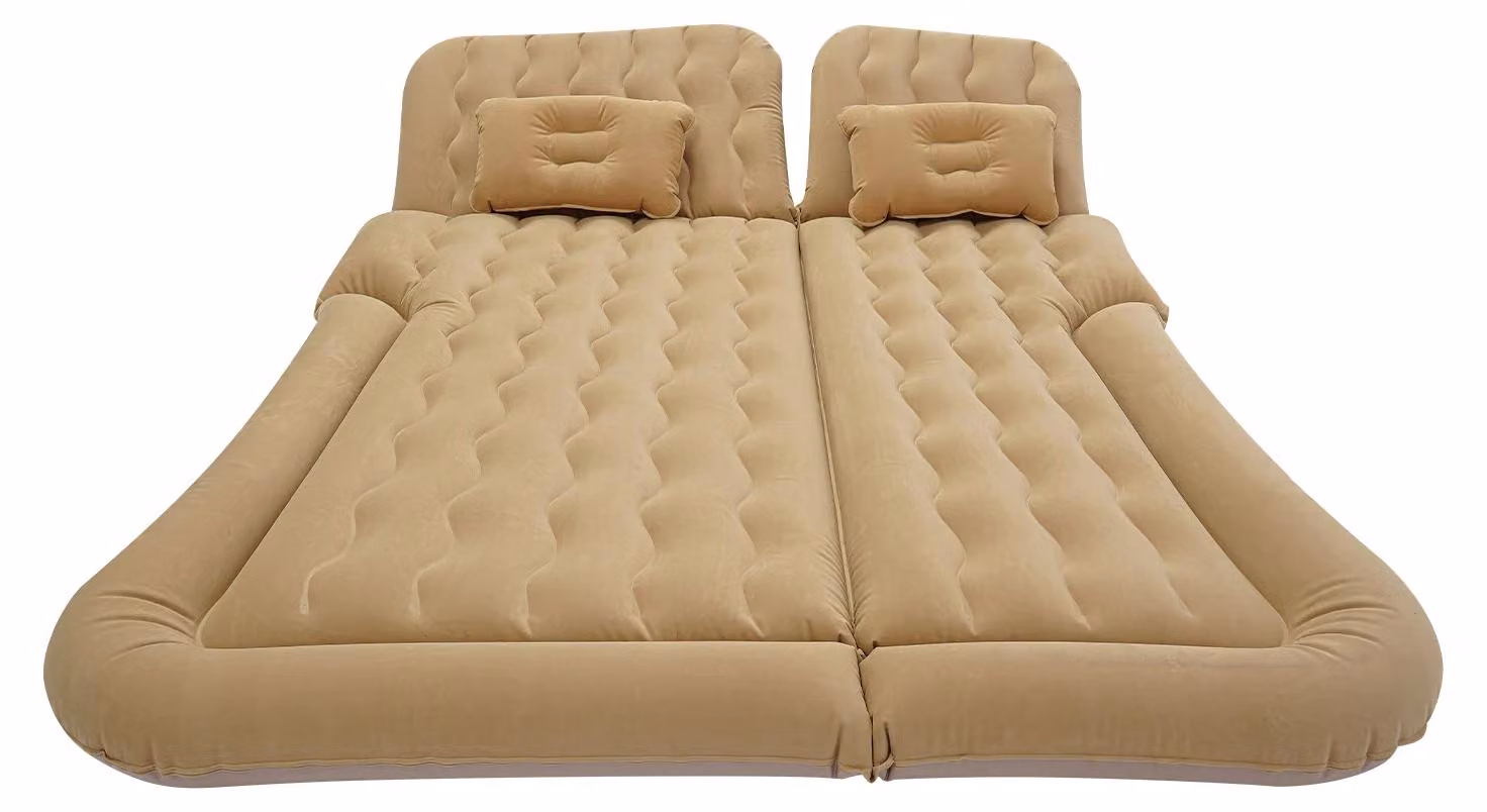 Materasso gonfiabile per auto - Letto gonfiabile da viaggio per il sedile posteriore - Con pompa da 12V - 1,74 x 1,26 m - Capacità di carico 300 kg - Materasso gonfiabile per campeggio, adatto per SUV e camion - Beige