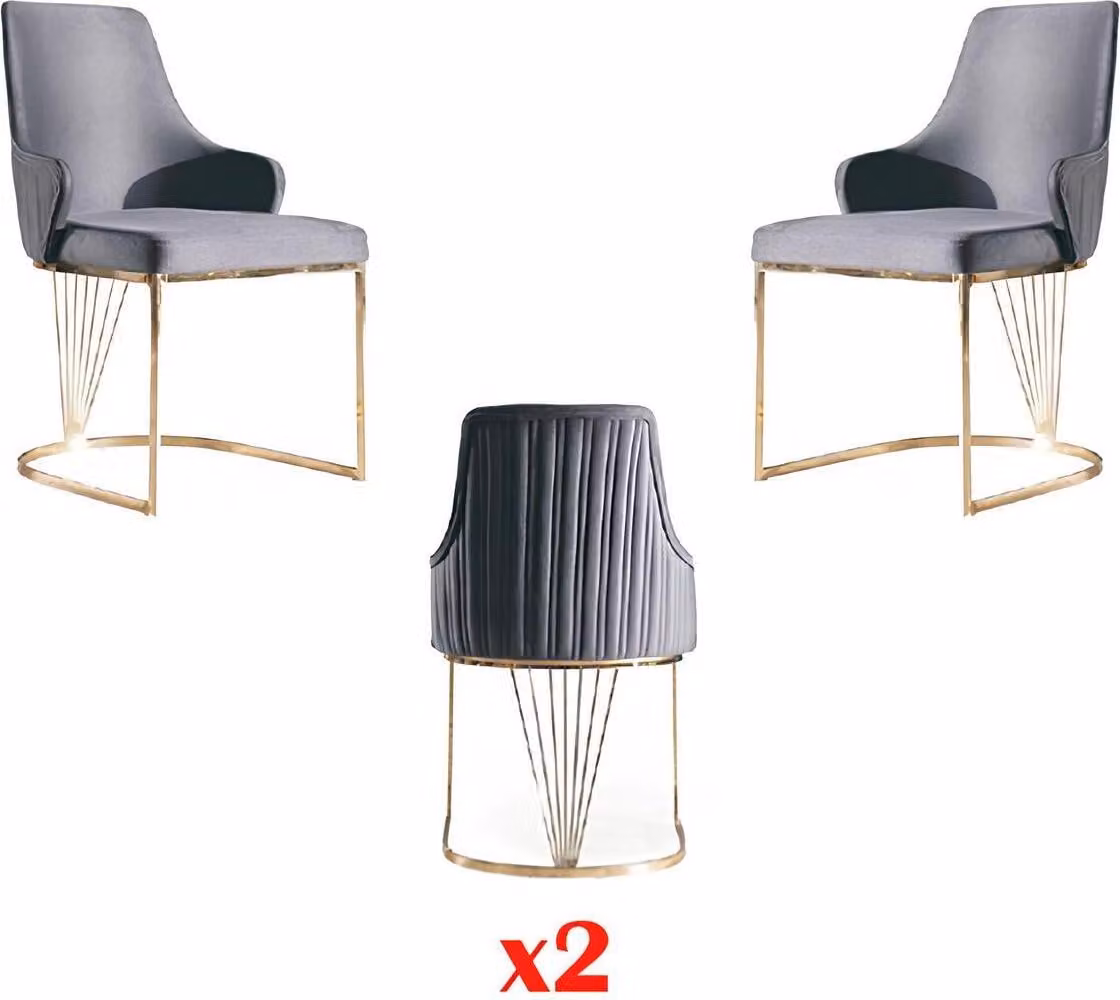 Stuhl 2x Ess Zimmer Stühle Polsterstuhl Sessel Metall Lounge Design Möbel