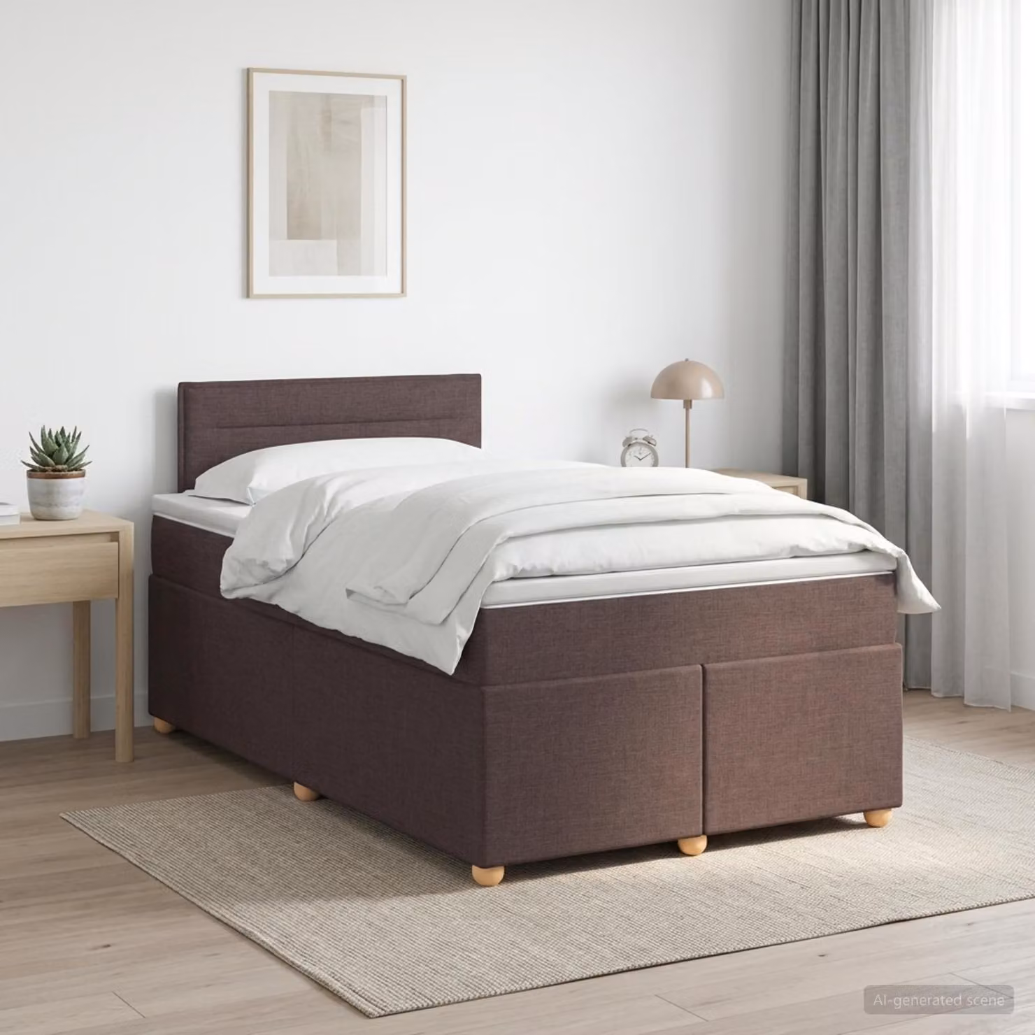 vidaXL Letto box spring con materasso Marrone Scuro 120 x 200 cm