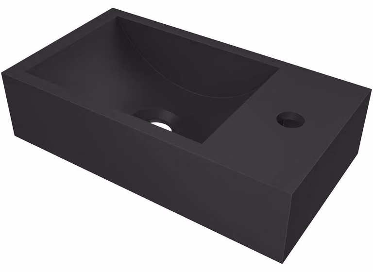 CERANO - Lavabo in marmo colato Teo - sospeso a destra - nero opaco - 40x22 cm