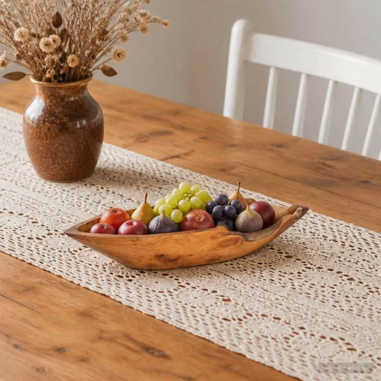 vidaXL Portafrutta JEPARA in legno di teak marrone L 61 cm x P 21 cm x H 11 cm