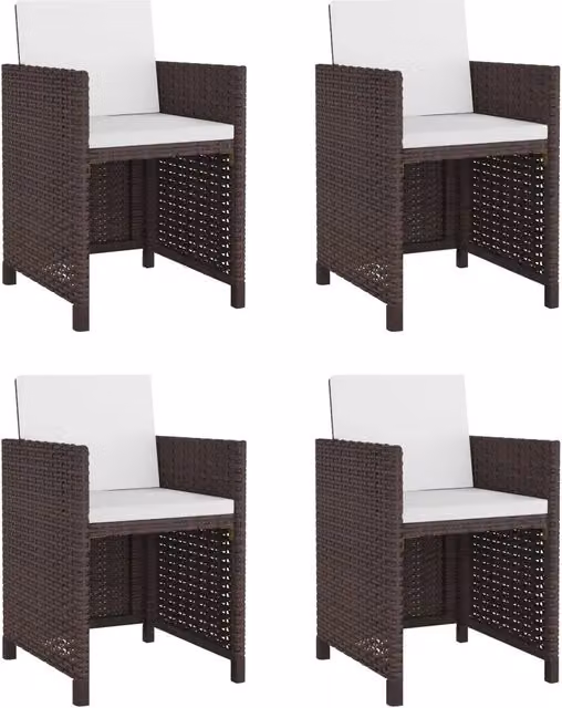 Set da Pranzo da Giardino 5 pz con Cuscini Polyrattan Marrone 43899