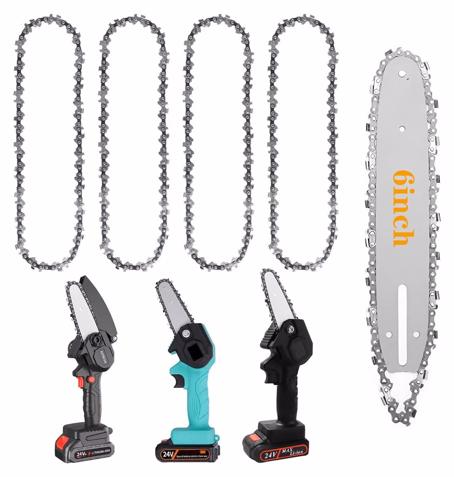 4 catene per motosega da 6 pollici, catena di ricambio da 1/4 di pollice per barra da 18,5 cm - 37 maglie di trasmissione