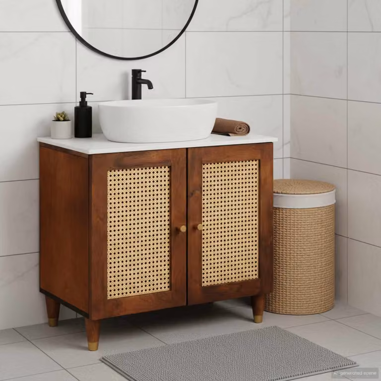 Armadio sottolavello vidaXL moderno marrone con ante a battente e ripiani interni L: 62 cm, P: 33 cm, H: 58 cm