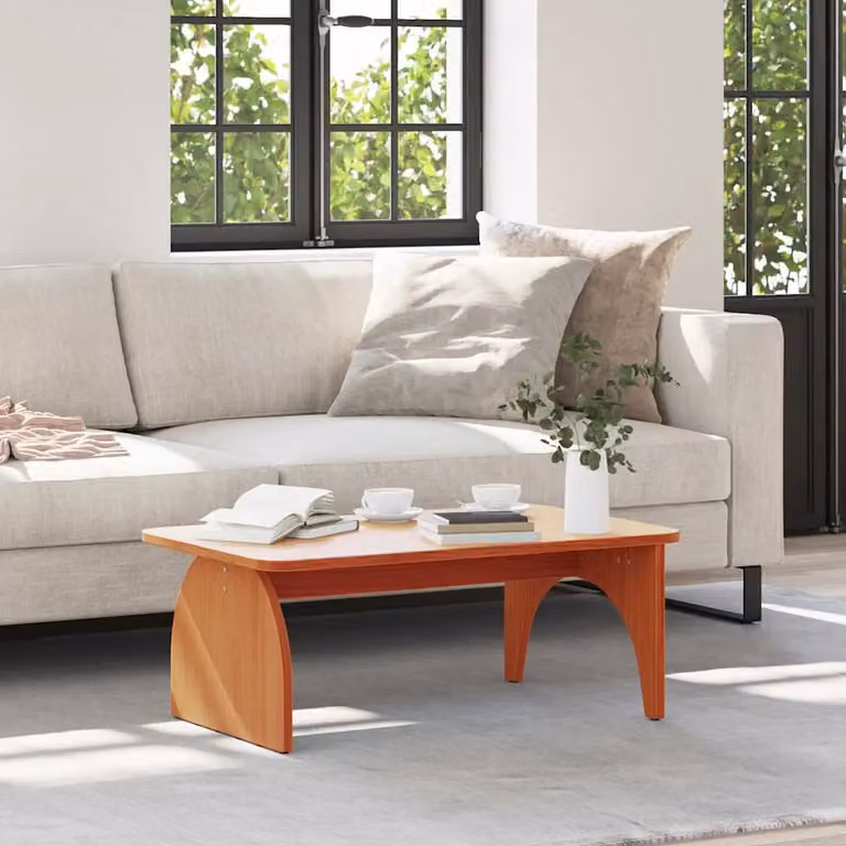 vidaXL Tavolino da salotto rettangolare in legno di pino marrone cerato L/P/H: 80 x 50 x 31 cm