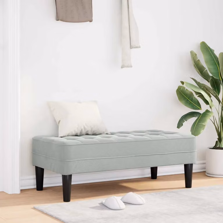 Panchina con cuscino vidaXL in velluto Grigio chiaro L: 113 cm, P: 57 cm, H: 39 cm