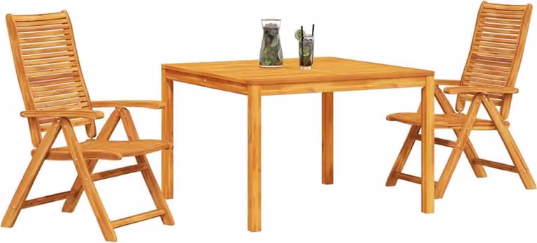 Set da pranzo da giardino 3 pezzi in legno massiccio di acacia marrone