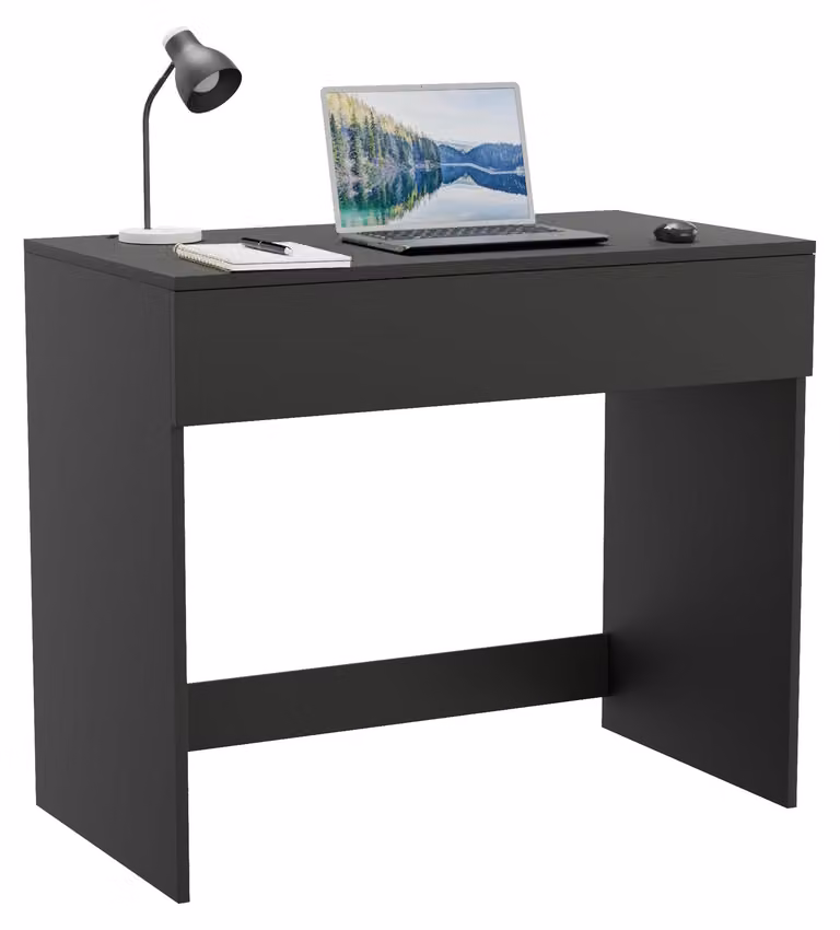 Scrivania con cassetto, larghezza 90 cm, colore nero, ideale per l'ufficio domestico