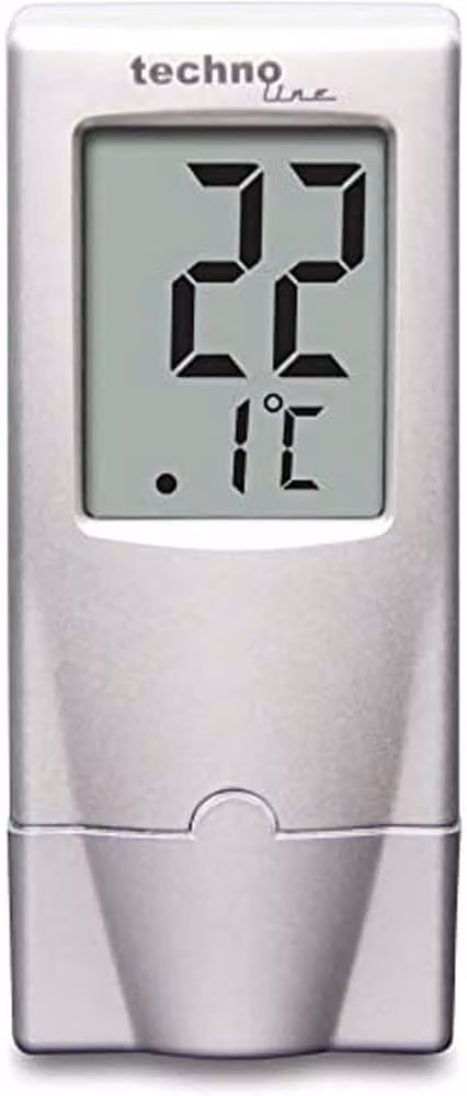 Stazione meteorologica argentata, con indicatore di temperatura, di dimensioni compatte, per uso interno