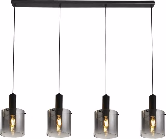Lampadario Contemporaneo Svezia Acciaio Nero Vetro 4 Luci E27