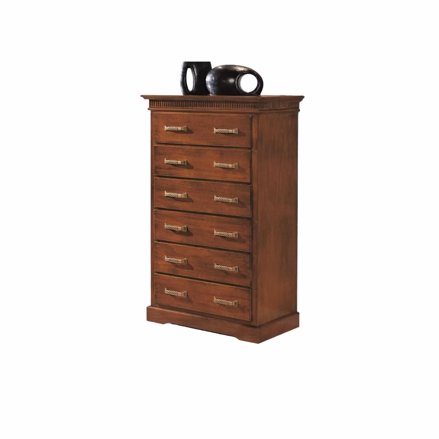 Cassettiera classica in legno con 6 cassetti Mobili 2G colore marrone L: 89 cm, P: 45 cm, H: 139 cm – 2