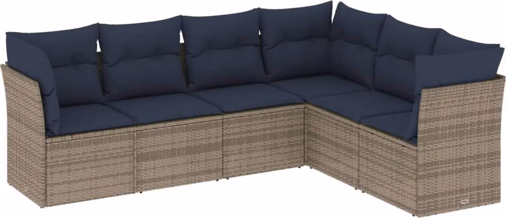 Set Divani da Giardino 6 pz con Cuscini Grigio in Polyrattan