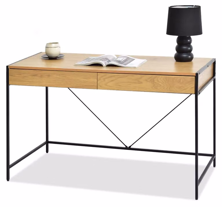 Scrivania larga DAMJAR - nero / rovere