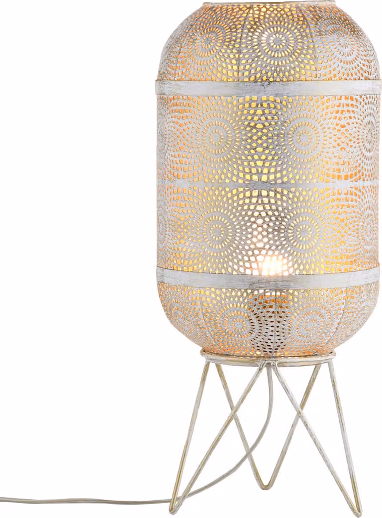 Lampada da terra decorativa orientale Lampada da tavolo Lampada Sankos Bianco
