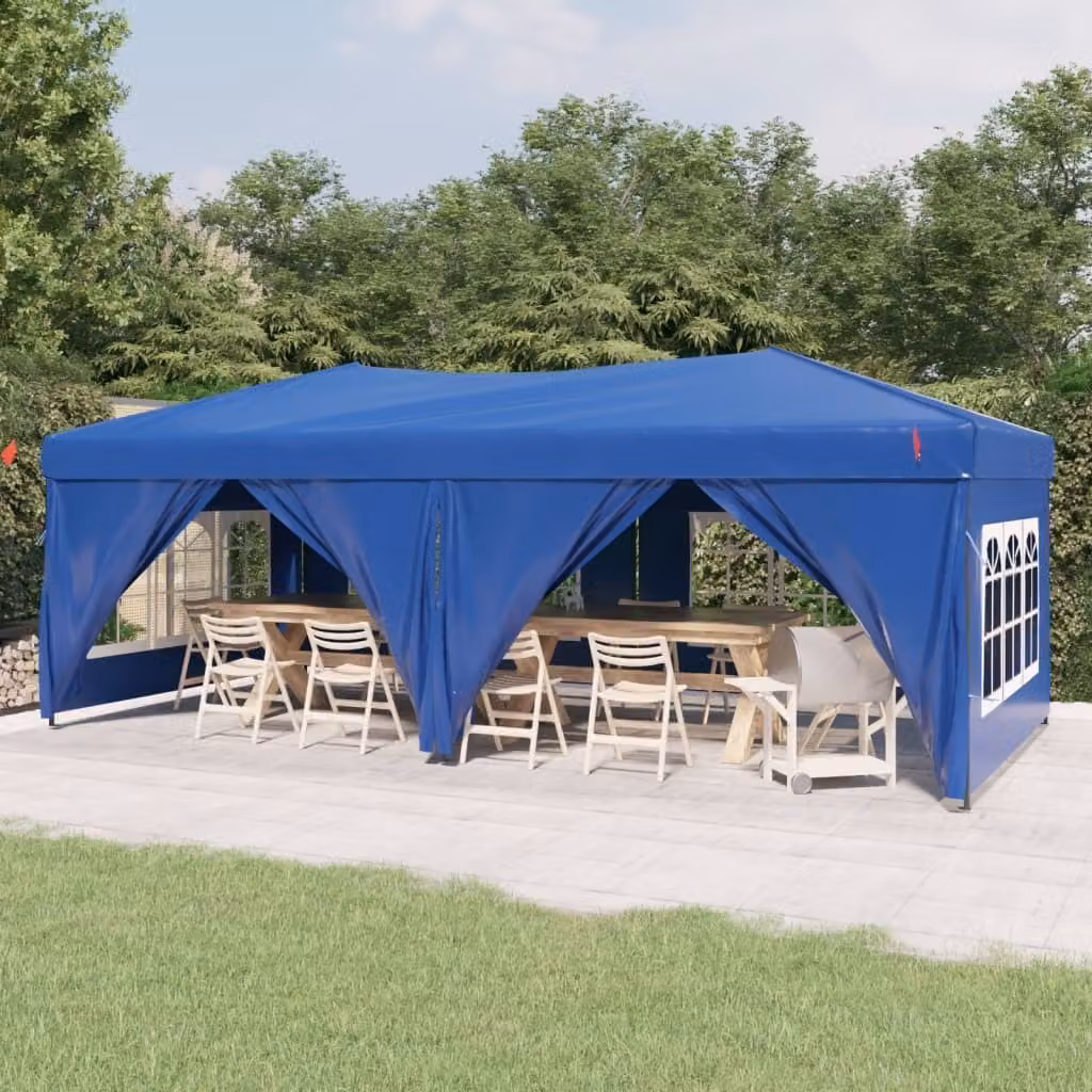 Maison Exclusive - Tenda da festa pieghevole con pareti laterali, colore blu, dimensioni 3x6 metri
