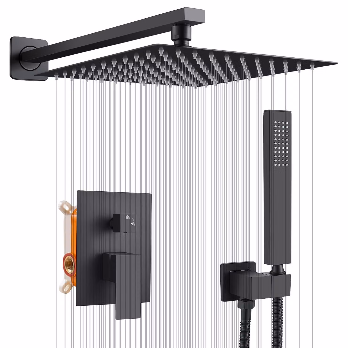 Set doccia da incasso con soffione nero da 10 pollici