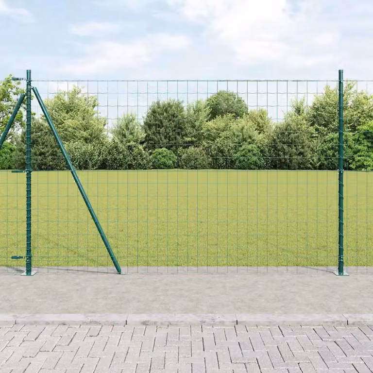 Recinzione Euro vidaXL con Base in Calcestruzzo, Rete in Acciaio Rivestita in PVC, Verde, L: 10 m, H: 1,5 m