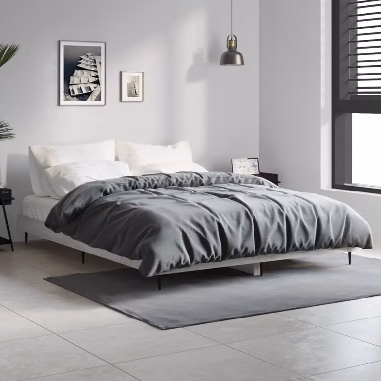 Giroletto vidaXL in legno multistrato e metallo, Grigio Sonoma, L 140 cm x P 190 cm