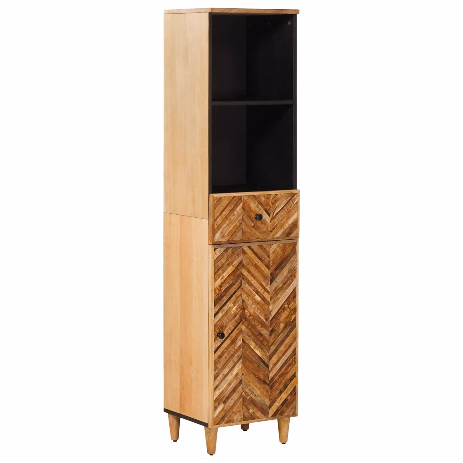 Mobile da bagno moderno vidaXL in legno di mango marrone con ante e cassetti L: 38 cm, P: 33,5 cm, H: 160 cm