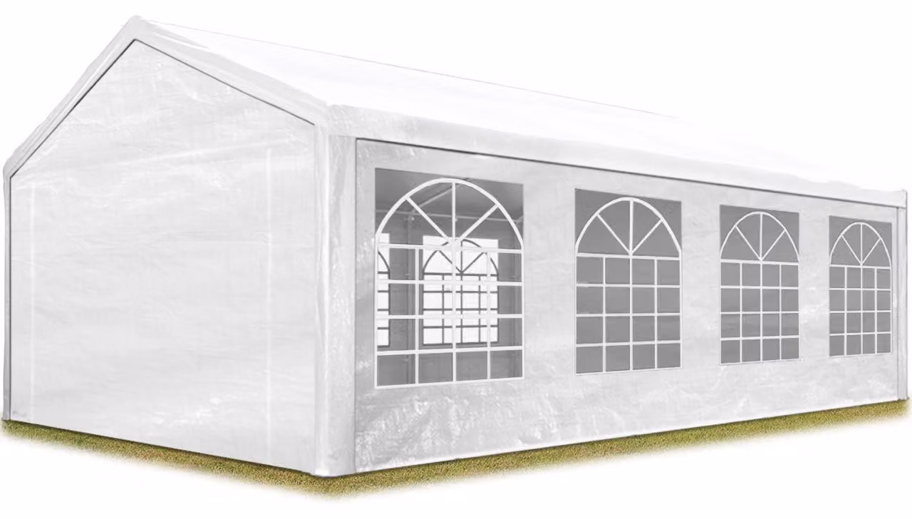 TOOLPORT Tendone per feste gazebo 4x8 m bianco PE 350 N impermeabile protezione UV tenda giardino sagre eventi mercati esterno