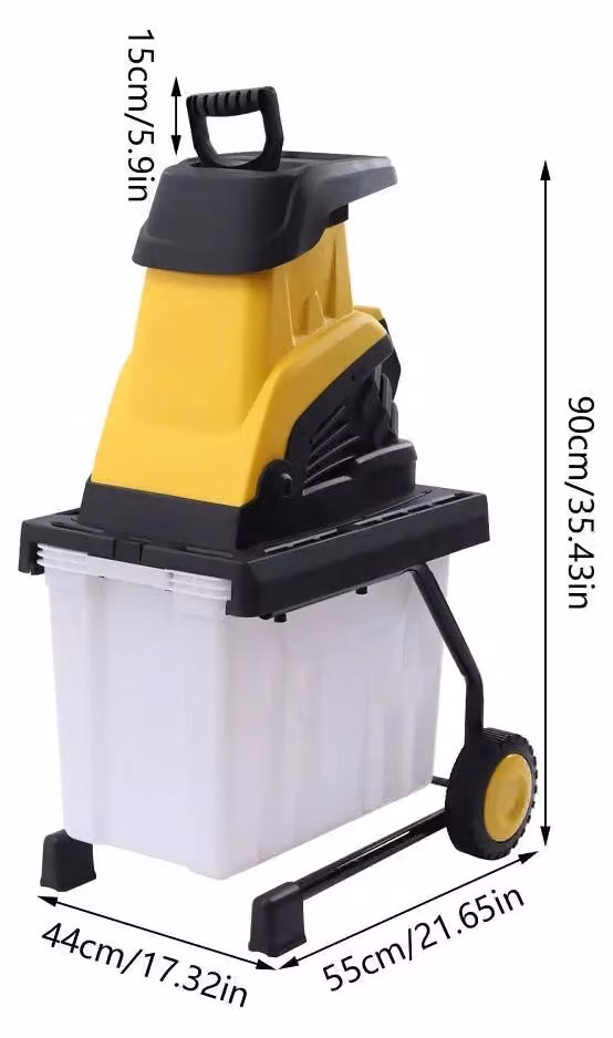 Trituratore elettrico per legno – Macchina per la lavorazione dei rifiuti del giardino – Trituratore per rami – Trituratore per legno – Macchina per la lavorazione dei rifiuti verdi – Motore da 2500W – Contenitore di raccolta da 45 litri
