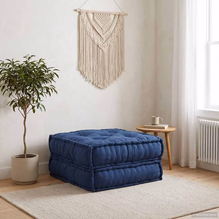 Unità di divano modulare vidaXL in tessuto blu con imbottitura in schiuma, L 70 cm x P 70 cm x H 36 cm