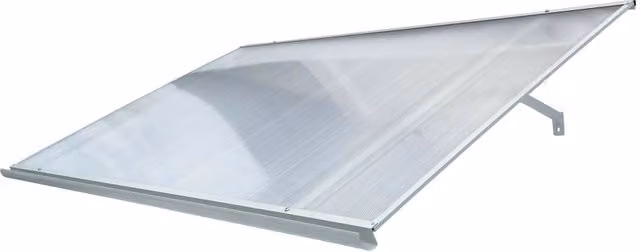 Tettoia a mansarda Starkedach Straight T-160 con telaio in alluminio grigio e rivestimento in policarbonato trasparente
