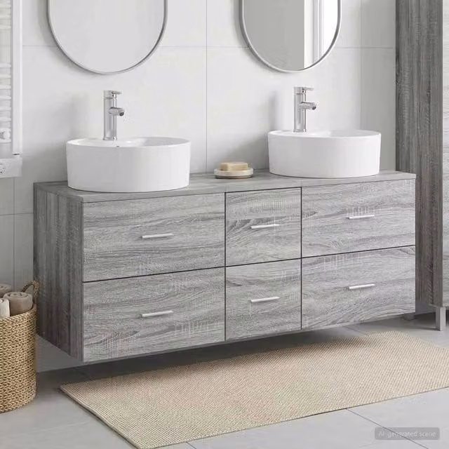 Set di mobili per il bagno 3 pz Sonoma grigio 3405888