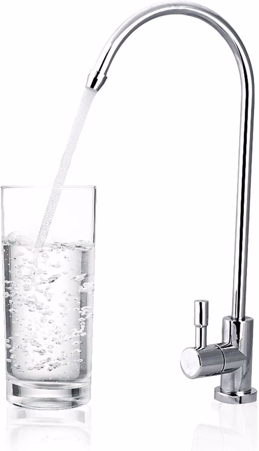 Rubinetto in acciaio inossidabile, da 1/4 di pollice, cromato, per filtri di depurazione dell'acqua potabile a osmosi inversa, rubinetto da cucina