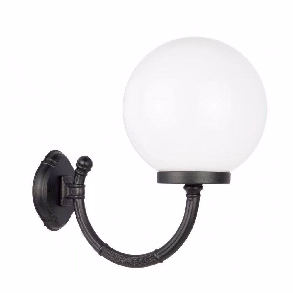 Lampada da parete da giardino sfera bianca o fumé 25 cm 1xE27 nero IP43 SU-MA Kule K 3012/1/K 250 P