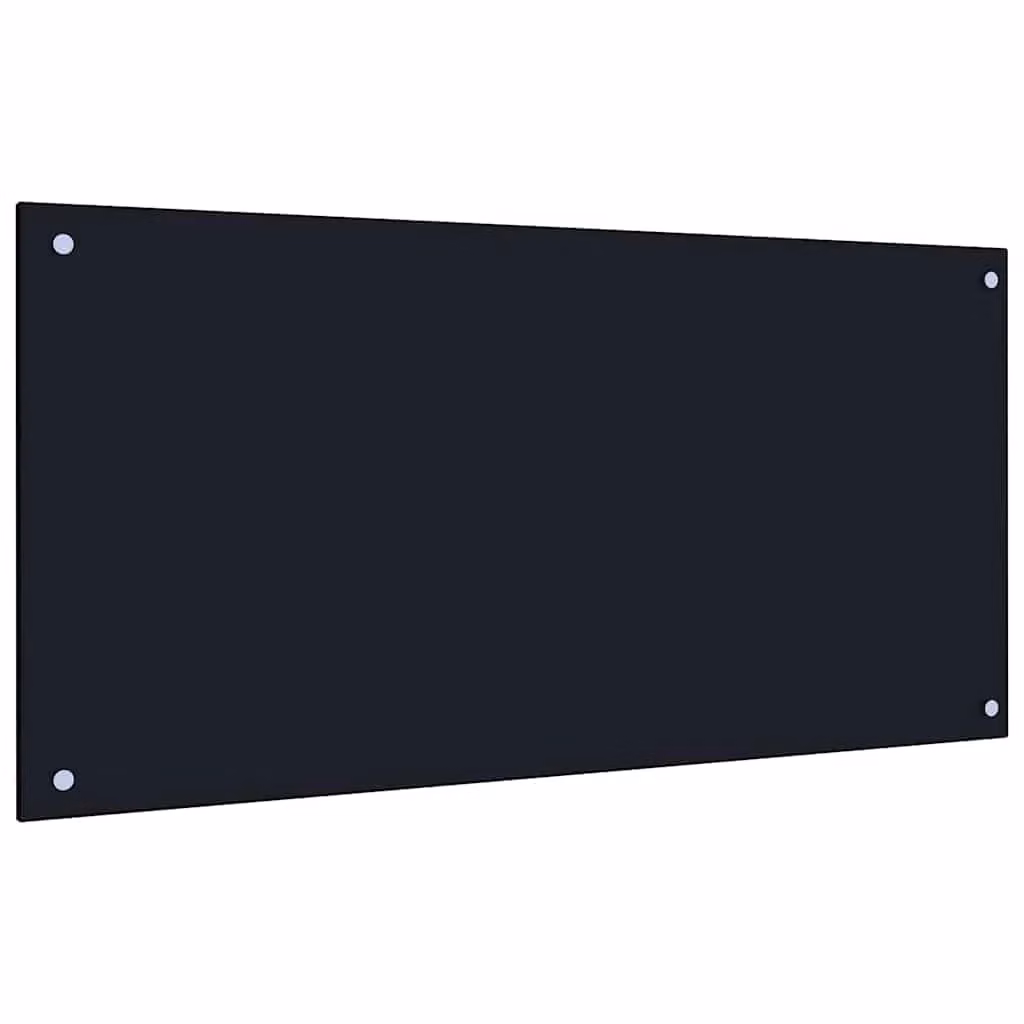 Set di 2 paraschizzi per cucina in vetro temperato nero, L: 100 cm x H: 50 cm – 2