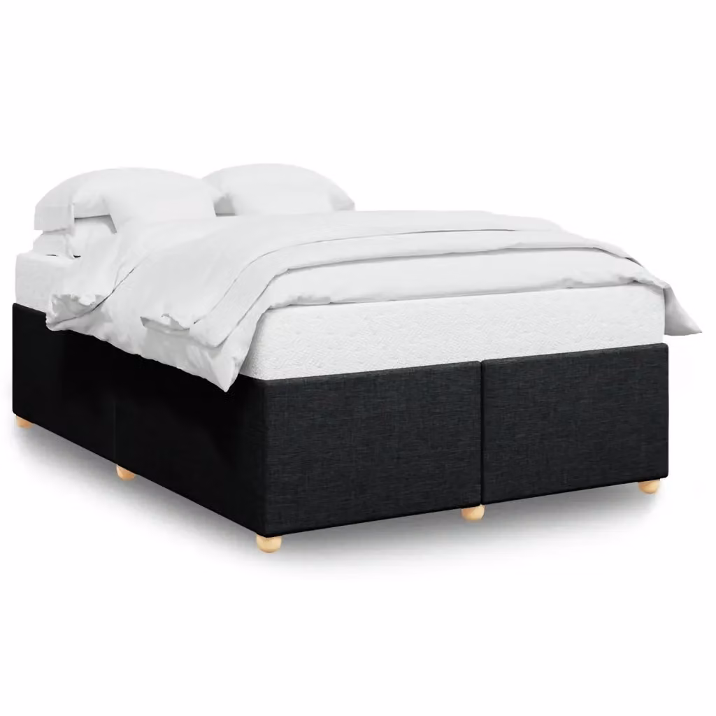 Giroletto vidaXL in tessuto nero con doghe in legno L/P: 160 x 200 cm – 2
