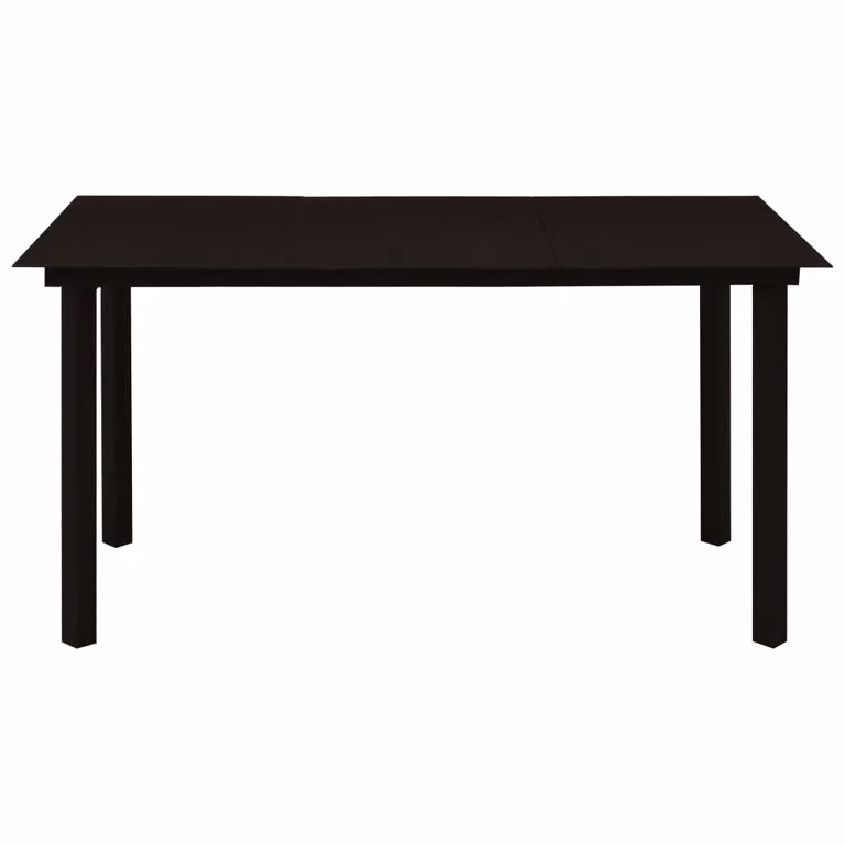 Tavolo da Giardino Nero 150x80x74 cm in Acciaio e Vetro