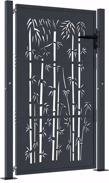 Cancello da giardino-Porta da giardino antracite 105x155 cm acciaio design bamb¨´