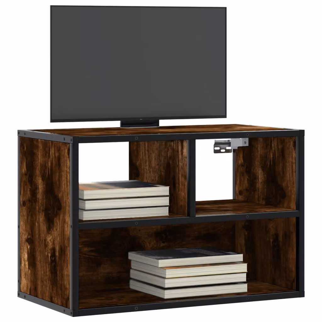 Mobile TV vidaXL in stile industrial, colore marrone, in legno e metallo, L 60 cm x P 31 cm x H 39,5 cm