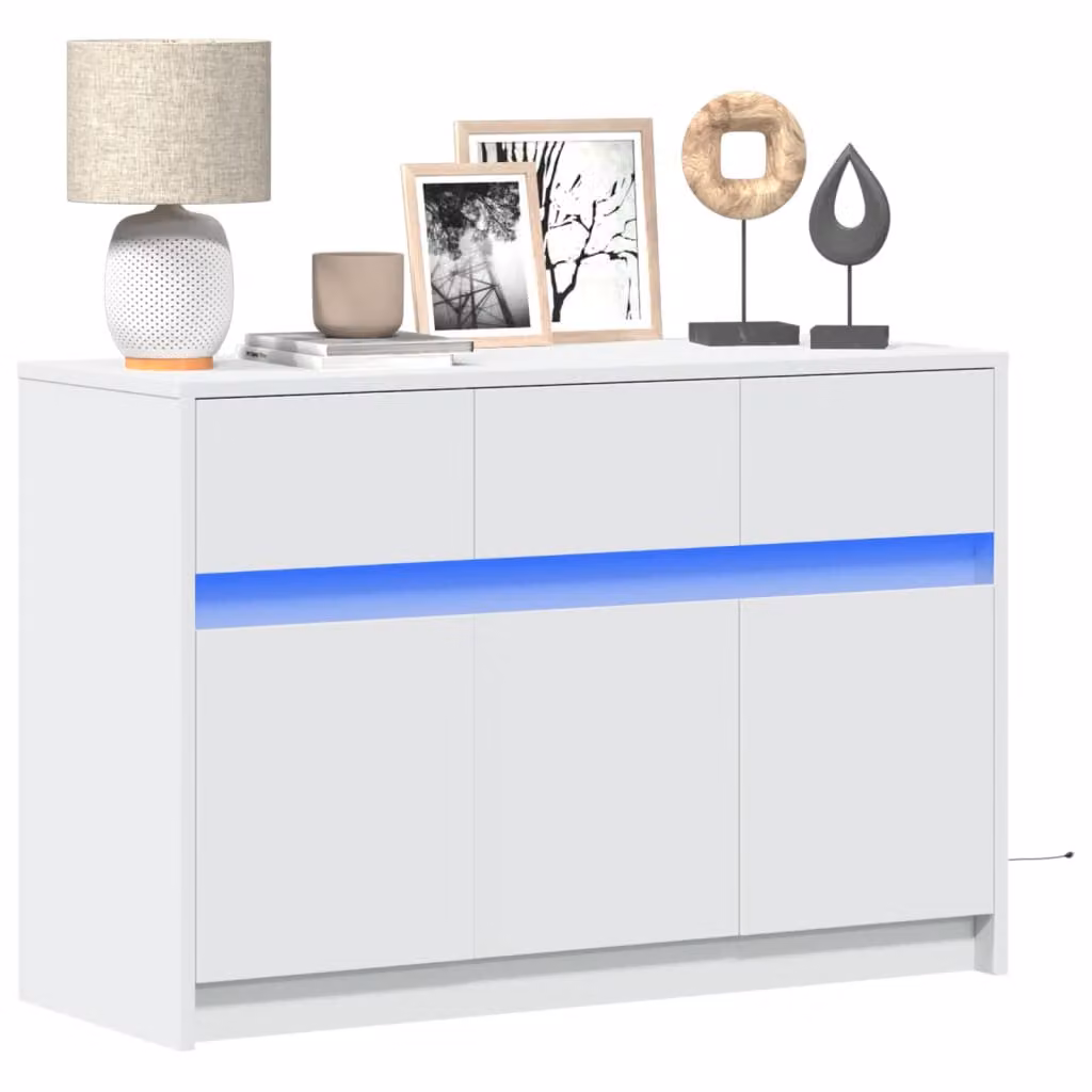 vidaXL Mobile Porta TV Moderno Bianco con Illuminazione LED Integrata L 91 cm, P 34 cm, H 61 cm