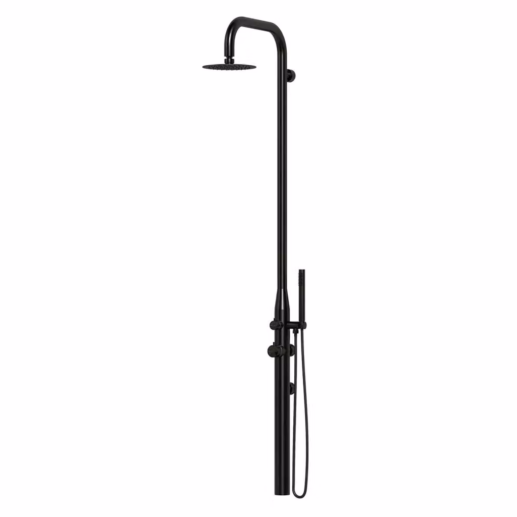Sined Colonna Doccia a Parete in Acciaio 316L con Soffione e Doccino Mobile Nera per Uso Interno ed Esterno – 2