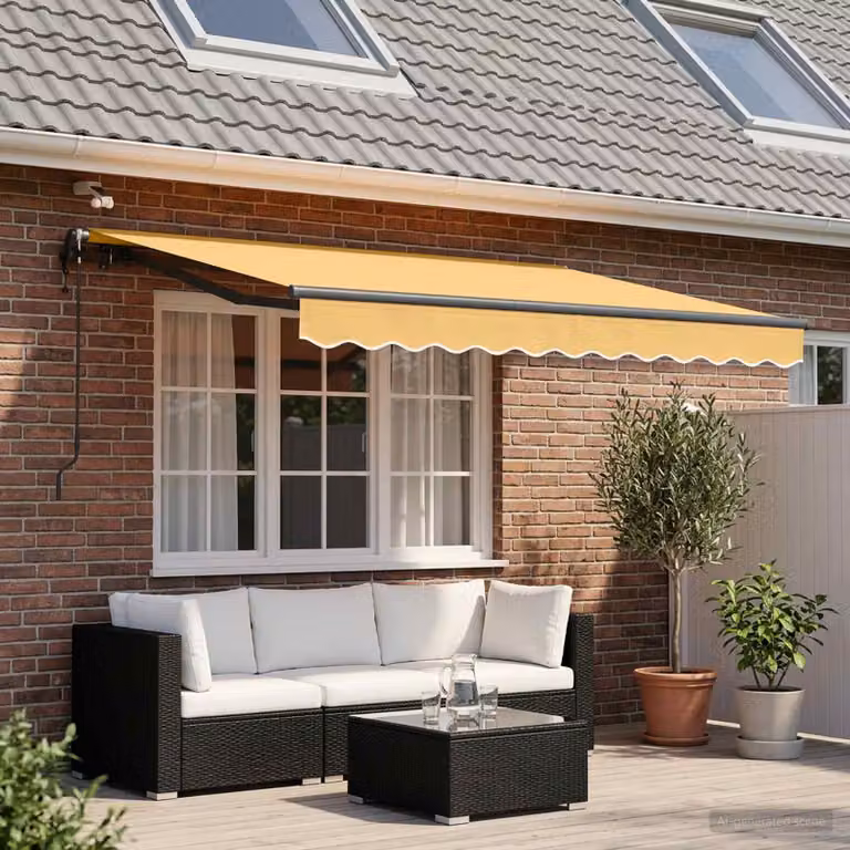 Tenda retrattile vidaXL in poliestere colore sabbia con telecomando, L: 400 cm, P: 350 cm