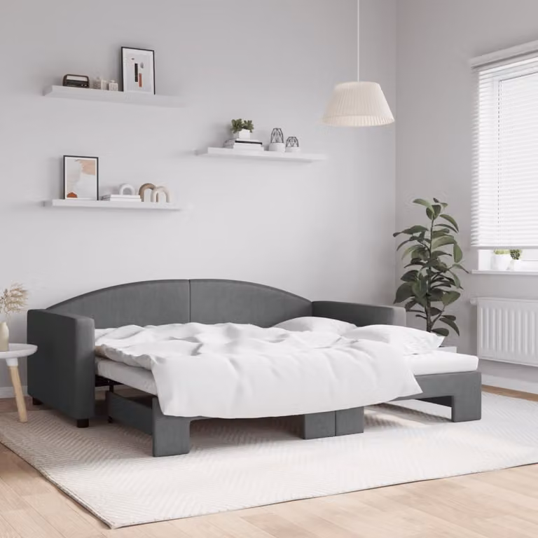 vidaXL Divano Letto con Letto Estraibile Grigio Scuro in Tessuto
