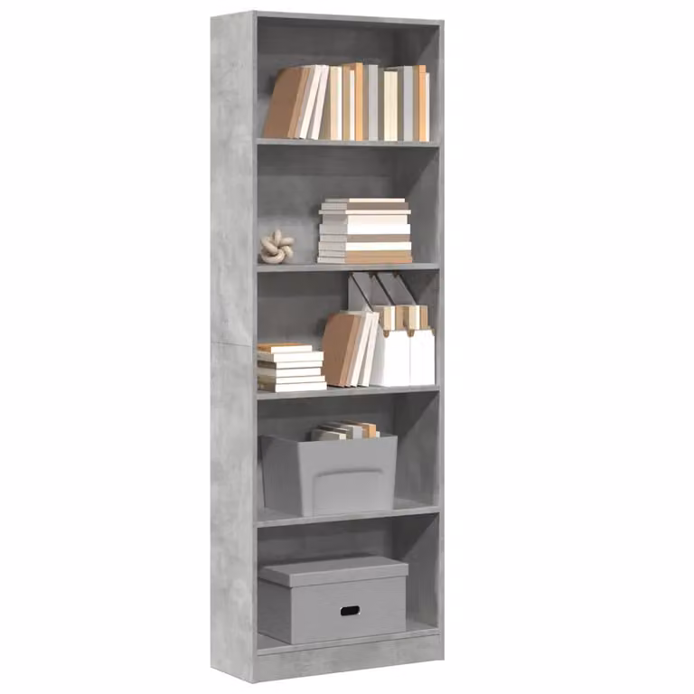 Libreria vidaXL in stile industriale grigio con pannello posteriore, L: 60 cm, P: 24 cm, H: 176 cm