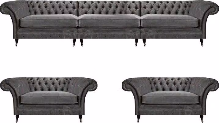 Moderne Chesterfield Sofagarnitur Designer Polstercouchen 3+1+1 Sitzer