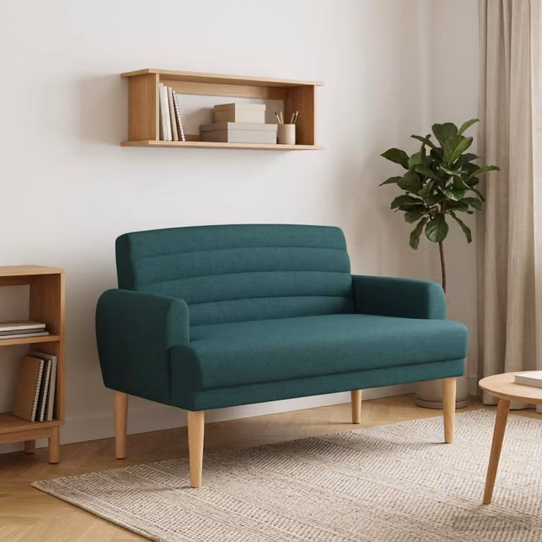 Loveseat vidaXL moderno in velluto verde con seduta imbottita e coperture rimovibili L: 116 cm, P: 67 cm, H: 80 cm